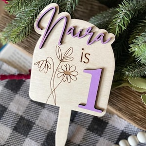 First Birthday Sign, One Year of Sign, Birthday Photo Board, Wildflower First Birthday, Personalized Baby Gift, Shes a Wildflower Party