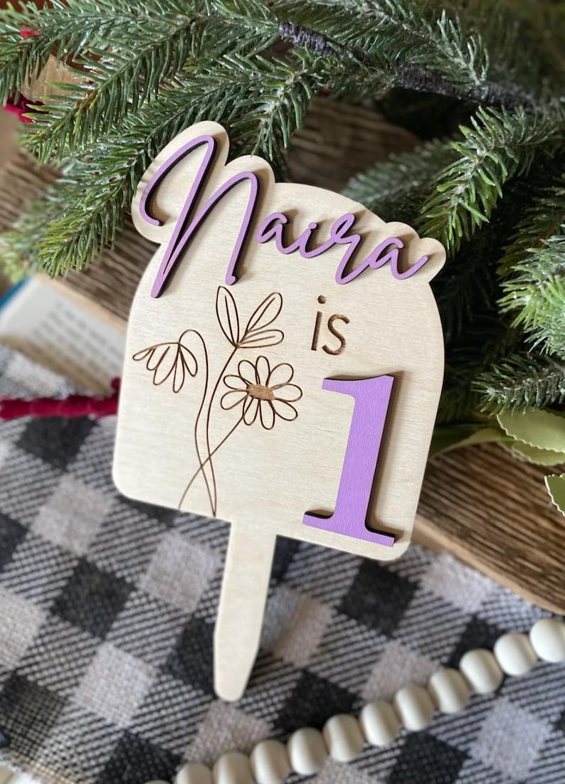 First Birthday Sign, One Year of Sign, Birthday Photo Board, Wildflower First Birthday, Personalized Baby Gift, Shes a Wildflower Party