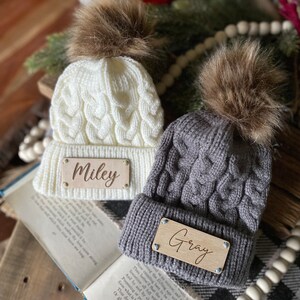 Newborn Baby Beanie, Personalized Newborn Beanie, Beanie with Engraved Patch, Newborn Photo Prop Hat, Name Beanie for Newborn image 10