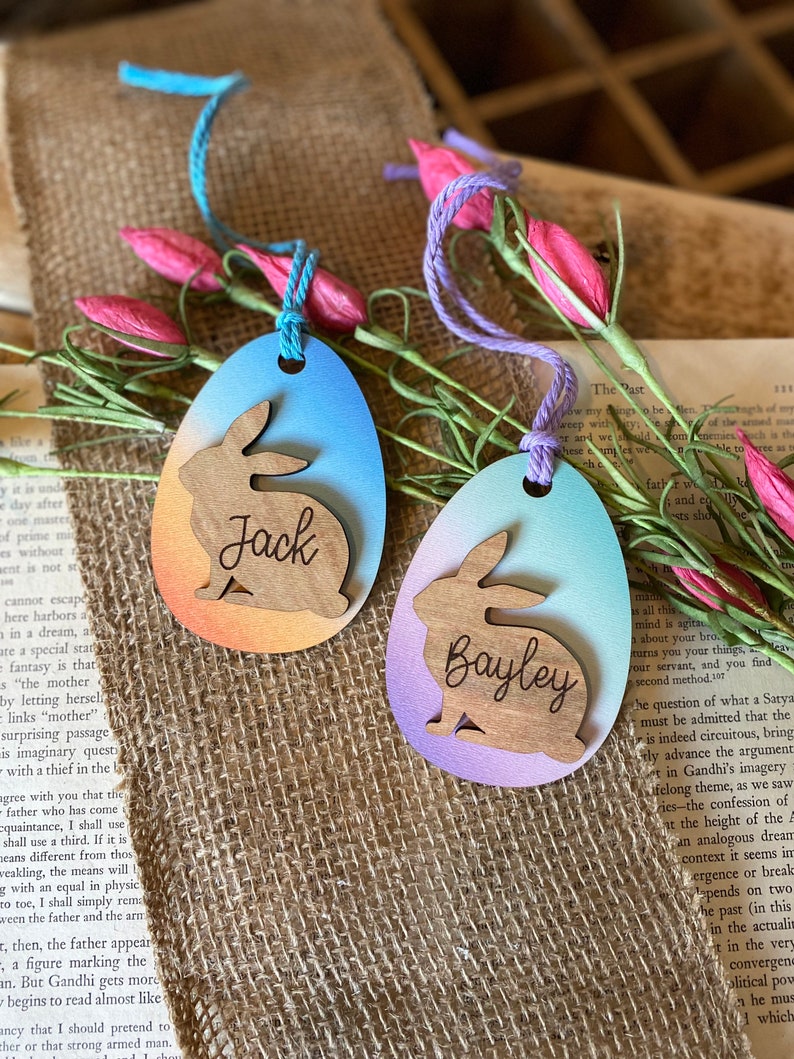 Easter Basket Tag Personalized Easter Place Card Name Easter Etsy