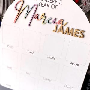 Personalized First Birthday Photo Board: Engraved Baby Name Sign
