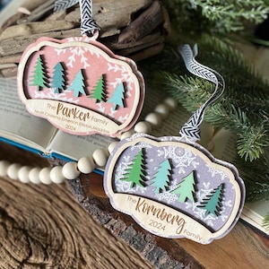Ornamento per albero genealogico, regalo personalizzato, ornamento natalizio per la famiglia, regalo per il vicino, Friendsgiving, ornamento con nomi di famiglia, regalo per lei