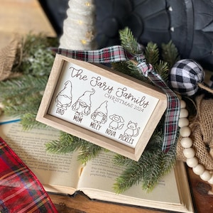 Family Gnome Ornament, Gnome Christmas Family, Gnomes Family Sign, Personalized Gift, Ornament Name Sign, Family Christmas Ornament