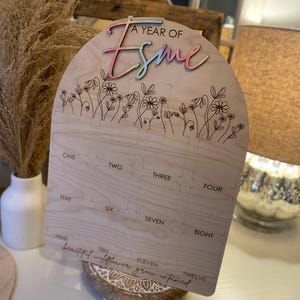 First Birthday Sign, One Year of Sign, Birthday Photo Board, Wildflower First Birthday, Personalized Baby Gift, Shes a Wildflower Party