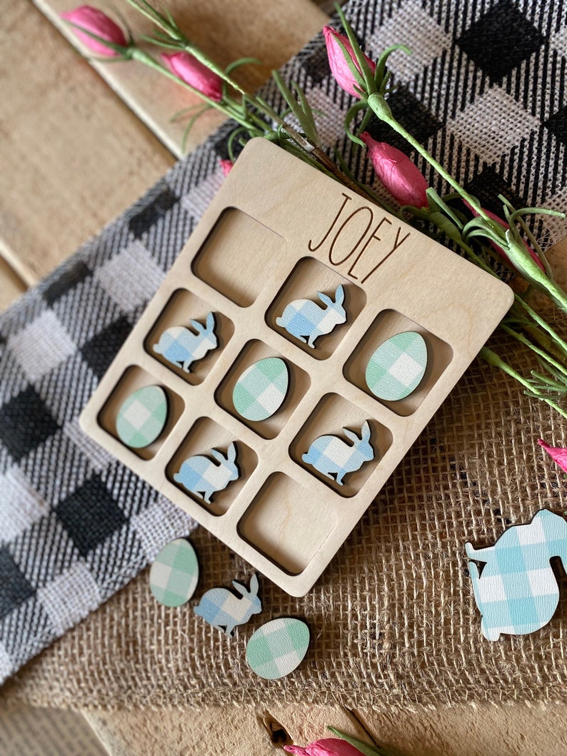 Personalized Easter Tic Tac Toe Bunny and Eggs - Easter Basket Stuffer ...