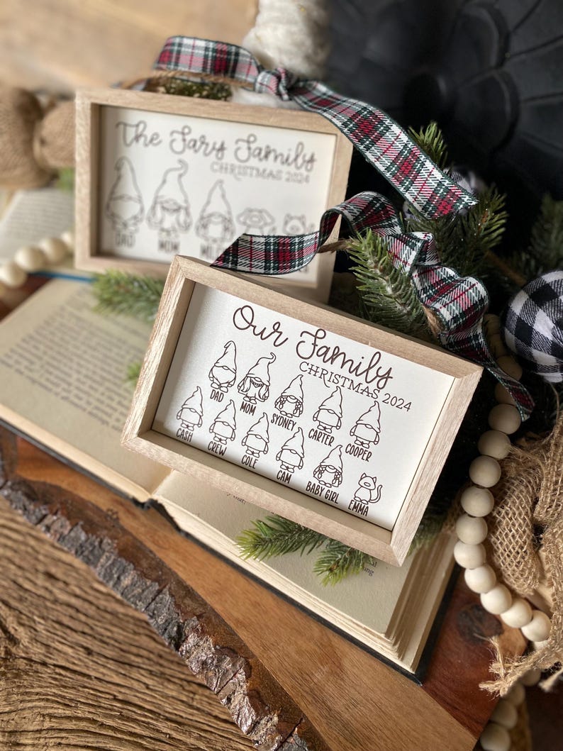 Family Gnome Ornament, Gnome Christmas Family, Gnomes Family Sign, Personalized Gift, Ornament Name Sign, Family Christmas Ornament