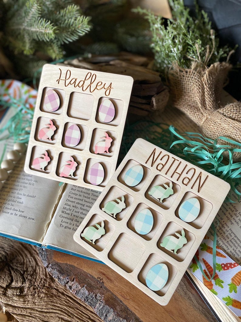 Personalized Easter Tic Tac Toe Bunny and Eggs - Easter Basket Stuffer ...