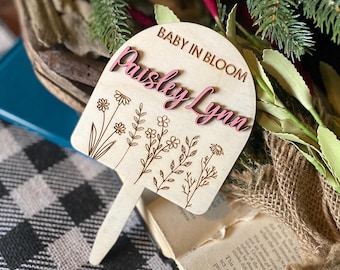 Baby In Bloom Name Cake Topper