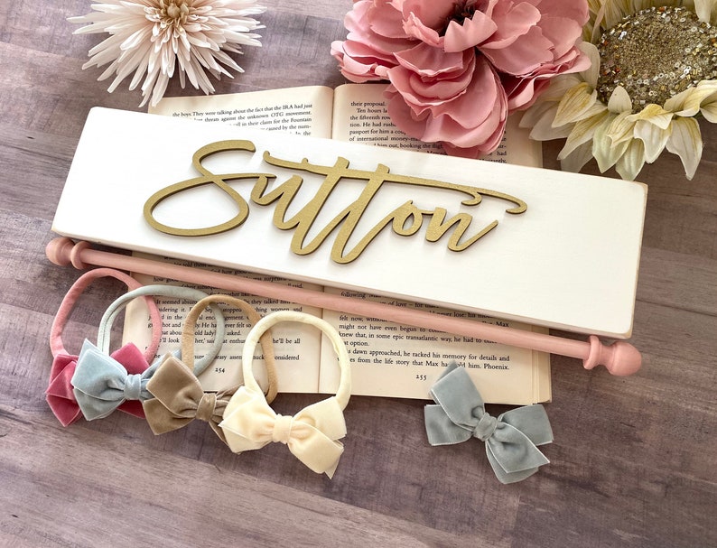 Baby Shower Gift, Nursery Name Sign, Headband Holder, Bow Holder, Personalized Gift, Headband Organizer, Headband Holders, Scrunchie Holder 