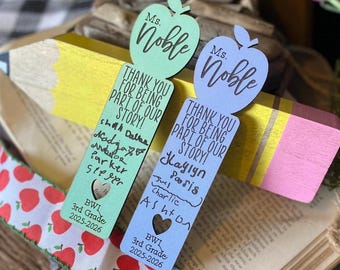 Student Handwriting Gift, Teacher Bookmark, Teacher Appreciation Gift, Christmas Teacher Gift, Gift for Teacher, Personalized Bookmark