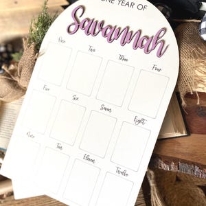 First Birthday Sign, One Year of, Birthday Photo Board, Baby Name Sign, Personalized Baby Gift, Baby Shower Gift, Baby Name Announcement