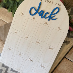 First Birthday Sign, One Year of, Birthday Photo Board, Baby Name Sign, Personalized Baby Gift, Baby Shower Gift, Baby Name Announcement