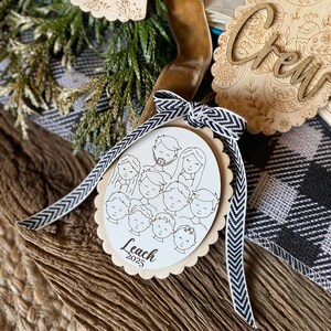 Family Drawing Christmas Ornament, Custom Family Portrait Ornament, Personalized Family Name Ornament, Line Art, Pet & Child, Laser Engraved