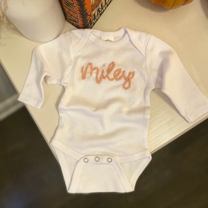 Hand Embroidered Baby Name Onesie image 9