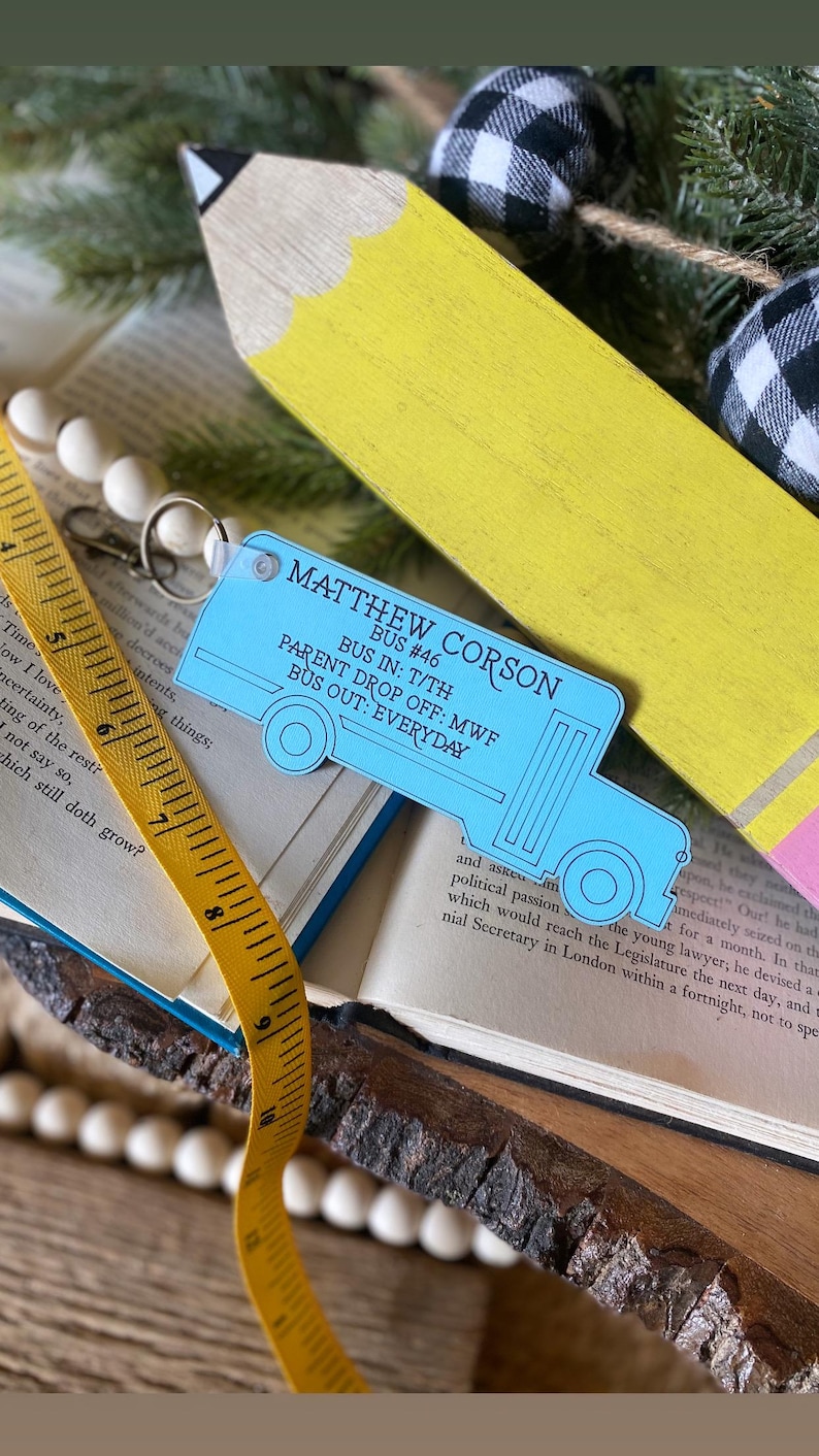 Backpack Bus Tag, School Bus Name Tag, Book Bag Tag, School Bus Number ...