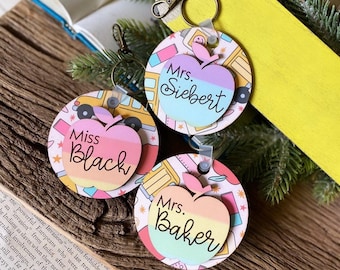 Teacher Badge Lanyard Reel + Keychain