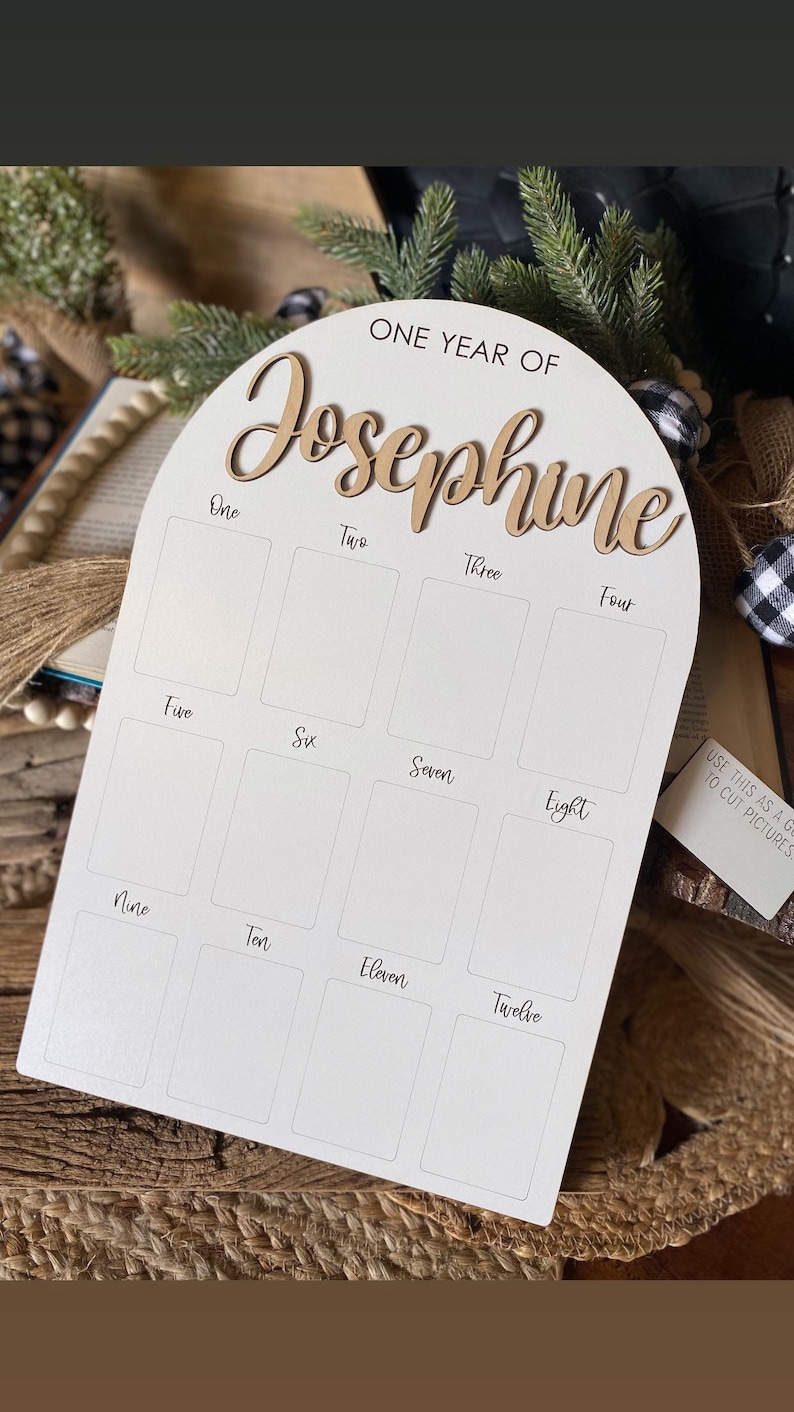 First Birthday Sign, One Year of, Birthday Photo Board, Baby Name Sign, Personalized Baby Gift, Baby Shower Gift, Baby Name Announcement