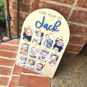 First Birthday Sign, One Year of, Birthday Photo Board, Baby Name Sign, Personalized Baby Gift, Baby Shower Gift, Baby Name Announcement