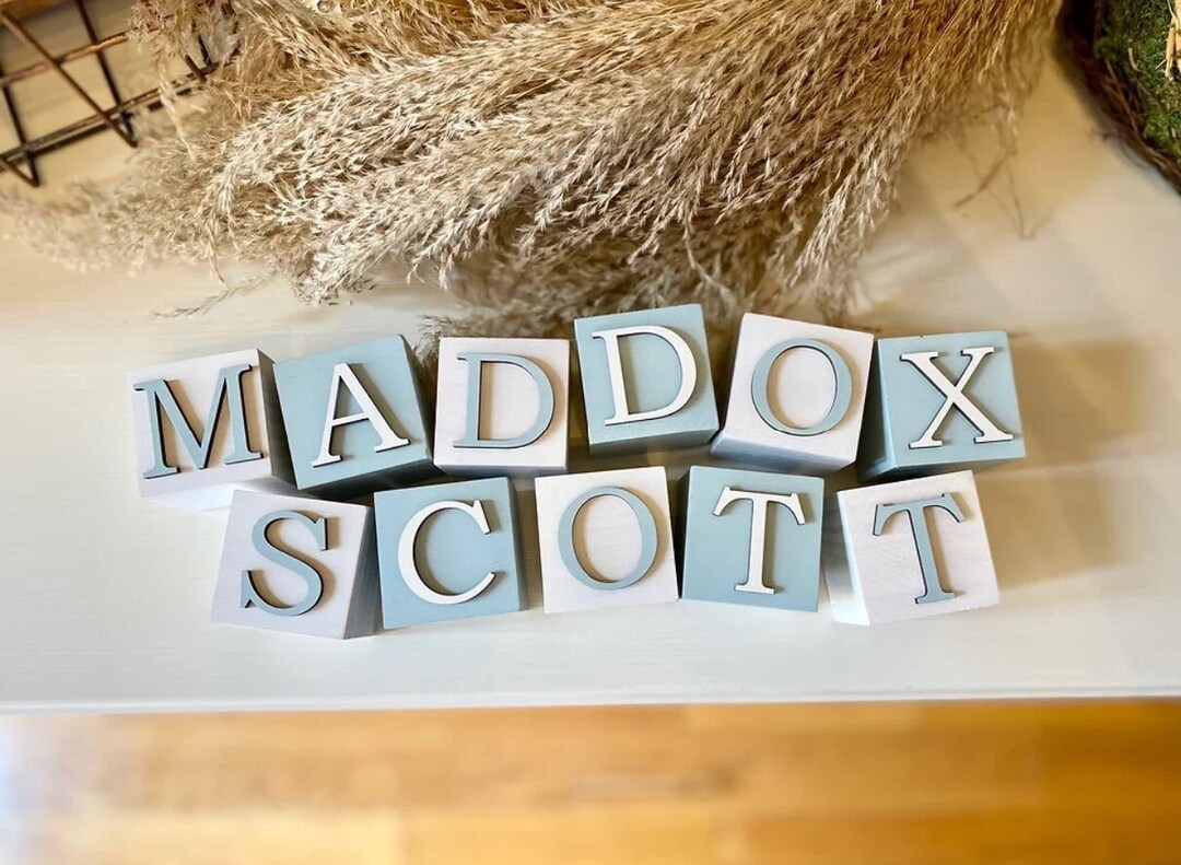 Wood Block Name Letters, Wood Name Sign, Baby Name Sign, Engraved Block