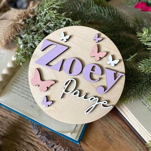 Butterfly Baby Name Sign, Wood Baby Name Sign, Hello My Name Is, Name Announcement, Newborn Photo Prop, Personalized Baby Gift, Name Sign