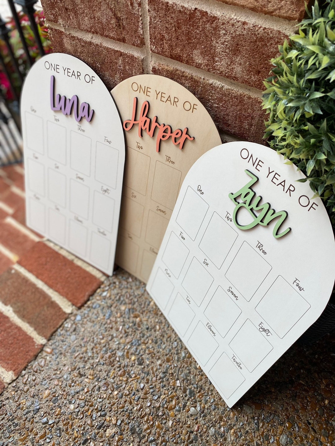 First Birthday Sign, One Year Of, Birthday Photo Board, Baby Name Sign ...