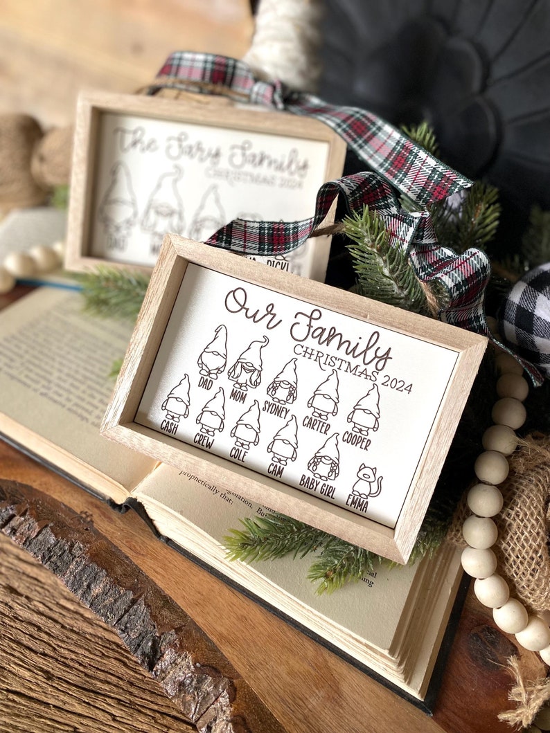 Family Gnome Ornament, Gnome Christmas Family, Gnomes Family Sign, Personalized Gift, Ornament Name Sign, Family Christmas Ornament