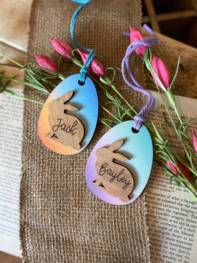 Easter Basket Tag Personalized Easter Place Card Name Easter Etsy