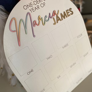 First Birthday Sign, One Year of, Birthday Photo Board, Baby Name Sign, Personalized Baby Gift, Baby Shower Gift, Baby Name Announcement