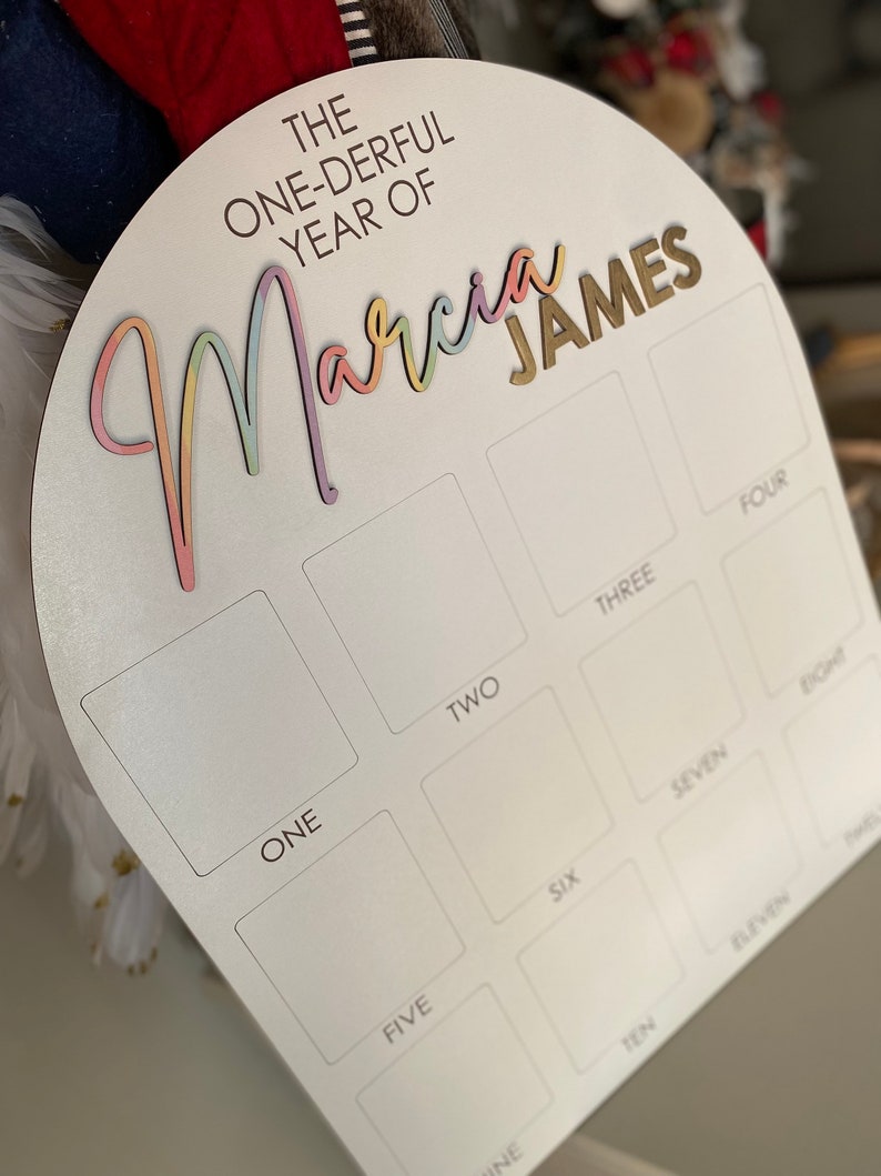 First Birthday Sign, One Year of, Birthday Photo Board, Baby Name Sign, Personalized Baby Gift, Baby Shower Gift, Baby Name Announcement