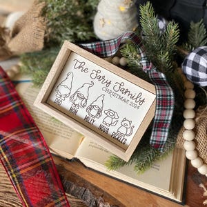 Family Gnome Ornament, Gnome Christmas Family, Gnomes Family Sign, Personalized Gift, Ornament Name Sign, Family Christmas Ornament