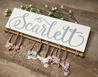 Nursery Name Sign, Headband Holder, Baby Girl Gift, Baby Bow Holder, Headband Organizer, Hair Bow Holder, Headbands, Girl Nursery