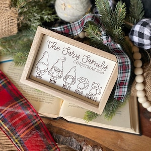 Family Gnome Ornament, Gnome Christmas Family, Gnomes Family Sign, Personalized Gift, Ornament Name Sign, Family Christmas Ornament
