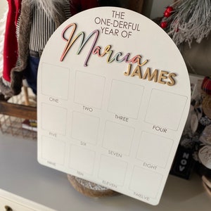 First Birthday Sign, One Year of, Birthday Photo Board, Baby Name Sign, Personalized Baby Gift, Baby Shower Gift, Baby Name Announcement