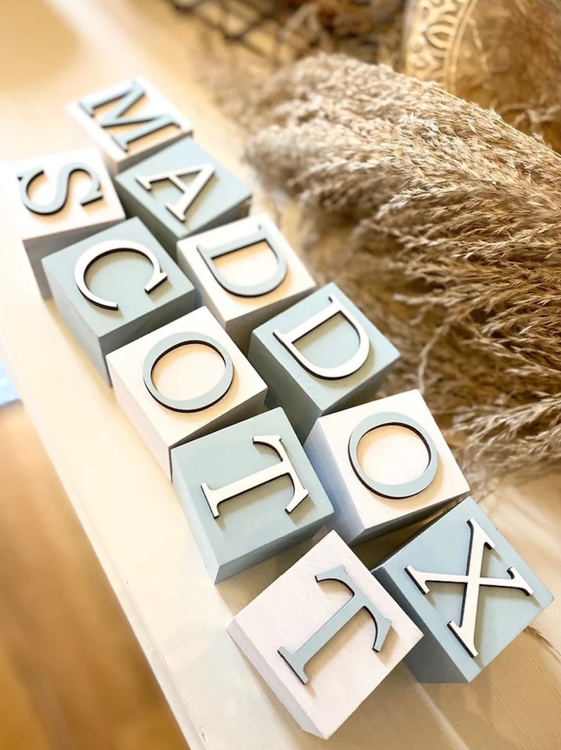 Engraved Block Letters Wood Block Name Letters, Wood Name Sign, Baby Name Sign, Engraved Block ...
