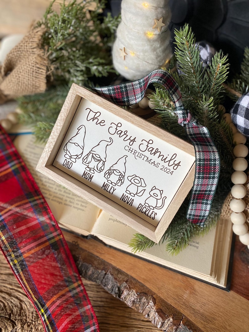 Family Gnome Ornament, Gnome Christmas Family, Gnomes Family Sign, Personalized Gift, Ornament Name Sign, Family Christmas Ornament