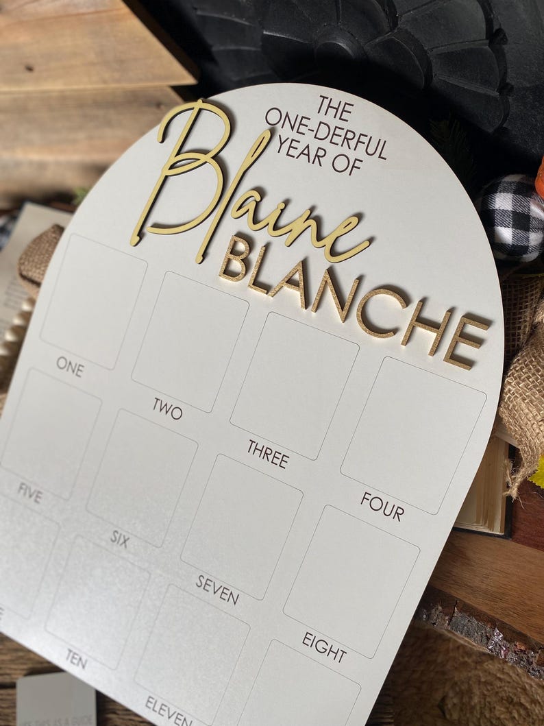 First Birthday Sign, One Year of, Birthday Photo Board, Baby Name Sign, Personalized Baby Gift, Baby Shower Gift, Baby Name Announcement