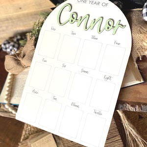 First Birthday Sign, One Year of, Birthday Photo Board, Baby Name Sign, Personalized Baby Gift, Baby Shower Gift, Baby Name Announcement