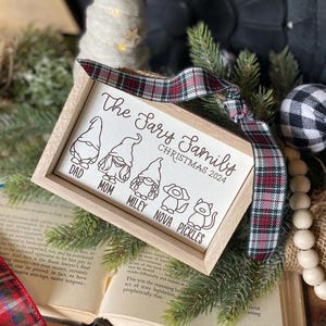 Family Gnome Ornament, Gnome Christmas Family, Gnomes Family Sign, Personalized Gift, Ornament Name Sign, Family Christmas Ornament