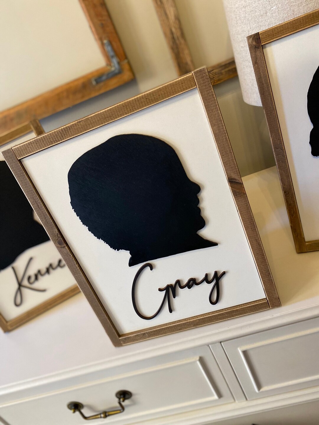 Silhouette Picture Frame, Silhouette Picture Gift, Personalized Family