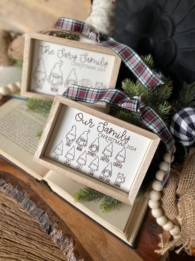 Family Gnome Ornament, Gnome Christmas Family, Gnomes Family Sign, Personalized Gift, Ornament Name Sign, Family Christmas Ornament