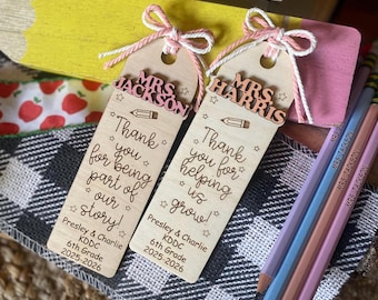 Teacher Bookmark, Teacher Appreciation Gift, Christmas Teacher Gift, Gift for Teacher, Personalized Bookmark, Thank You Teacher,Student Gift