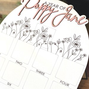 First Birthday Sign, One Year of Sign, Birthday Photo Board, Wildflower First Birthday, Personalized Baby Gift, Shes a Wildflower Party