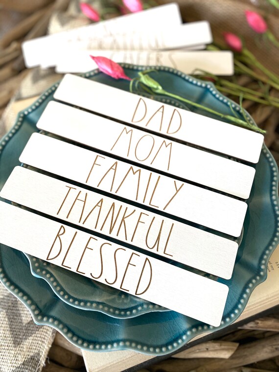 Wood Word Thankful Place Card Settings Thanksgiving Plate Decor Wood Word Thankful Place Card Settings Thanksgiving Plate Decor