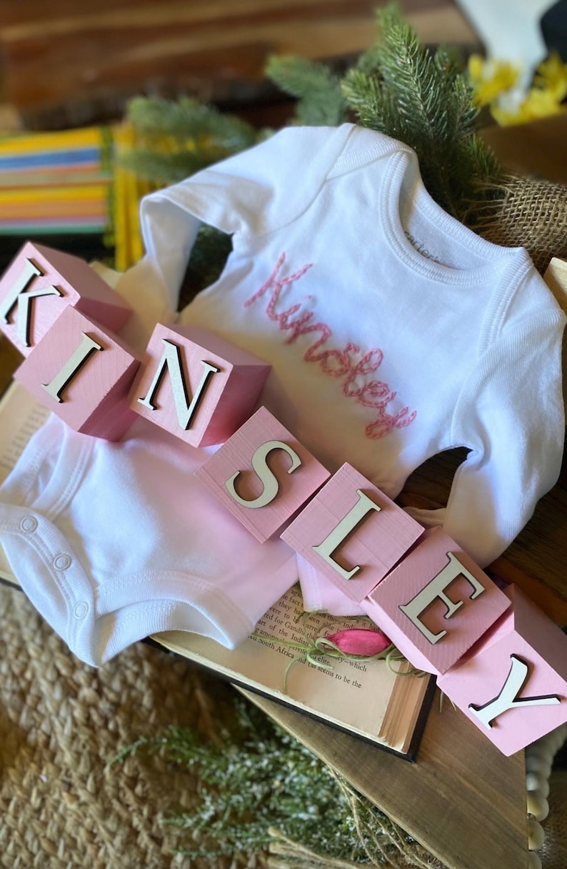 Engraved Block Letters Wood Block Name Letters, Wood Name Sign, Baby Name Sign, Engraved Block ...