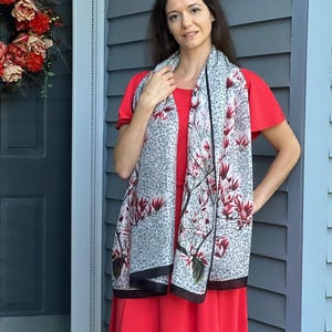 Silk Print Scarves I Scarf for Women I Silk Scarves I Elegant Scarf In Gorgeous Colors I Light Silk Scarf I Paisley Scarf I Gray and Black