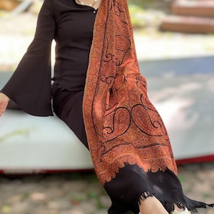 Limited Edition Wool Shawl | Hand Embroidered Scarves for Women I  Jamawar Stoles I Kashmir Embroidered Shawls I Paisley Shawl I Pashmina