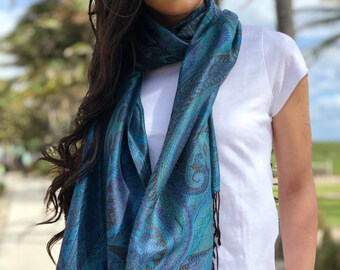 Best-selling Modal Silk Jamawar Pashmina Shawl, Scarf for