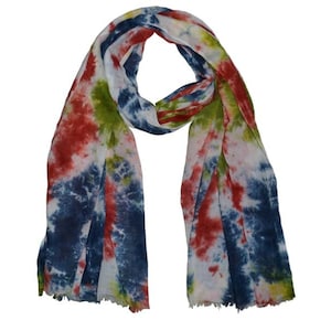 Hand dyed Cotton Tie-Dye Scarves I Cotton Scarves for Women I Beach Wrap Coverup I Fun Scarves I Colorful Scarves | Vegan Scarves