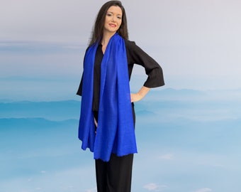 Wool Silk Blend Scarf: Handloomed Pashmina Shawl (77x28)