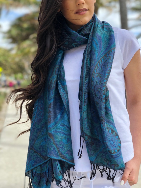 Mantón de seda modal bufanda para mujeres pashmina - Etsy México